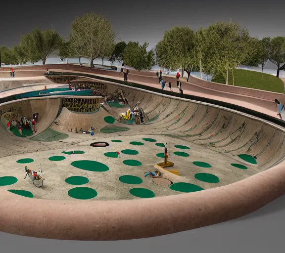 Prompt: An skatepark designed by Gaudí, highly detailed, 8k, HD