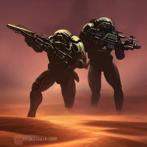 Image similar to Colonial Marines, alien desert, artstation, award winning, digital art, science fiction,