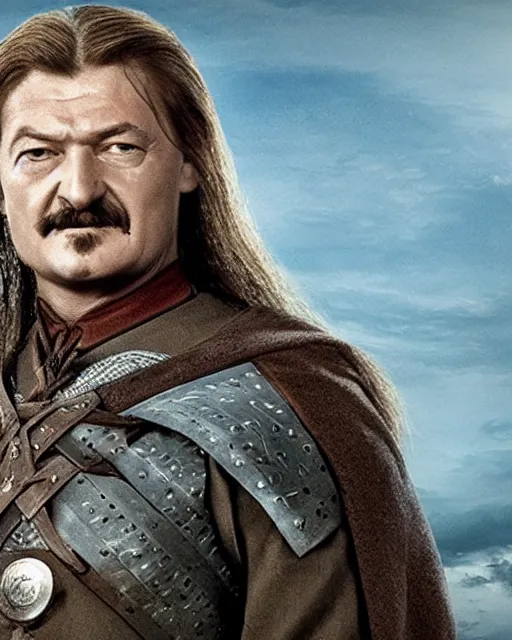 Prompt: Lukashenko in the role of Boromir, film still