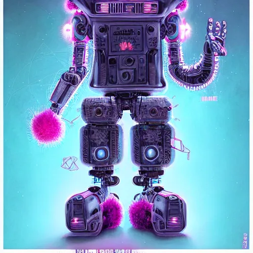 Prompt: a fluffy cyberpunk robot fractal, full shot:: by Martine Johanna and Simon Stålenhag and Chie Yoshii and Casey Weldon and Guillermo del toro :: ornate, dynamic, particulate, pastel colors, intricate, elegant, highly detailed, centered, artstation, smooth, sharp focus, octane render, 3d