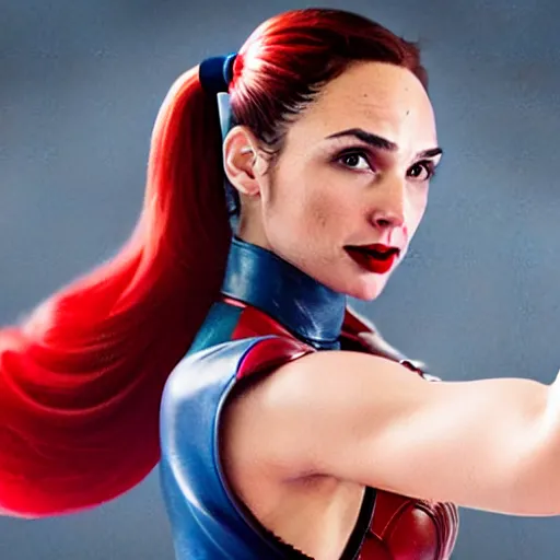 Image similar to A still of Gal Gadot as Harley Quinn