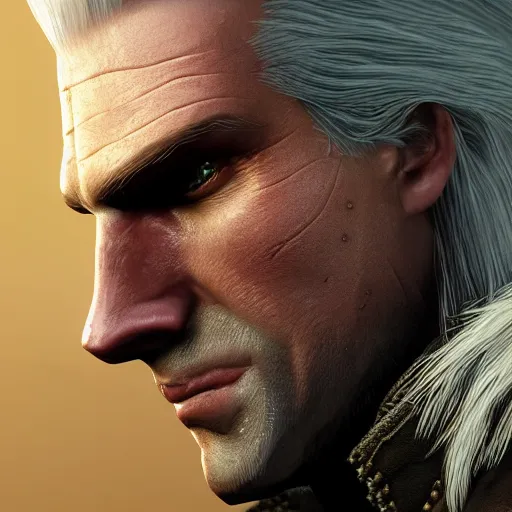 Prompt: hyper-realistic portrait of geralt of rivia, depth of field, highly detailed, high definition, portraid mode