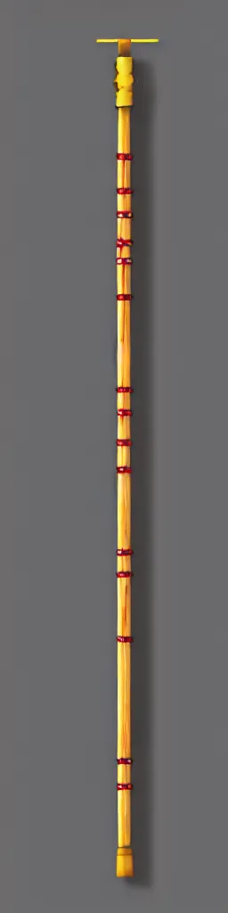 Image similar to single wooden long straight thin ninja fighting staff with oriental ornaments, weapon, highlight, vertical, centred, highly symmetric, sci - fi, fantasy, japan, dnd, close shot, bright uniform background, directional lighting, digital art, hyperrealism, award winning, 8 k