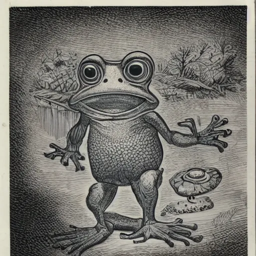 Image similar to an anthropromorphic frog