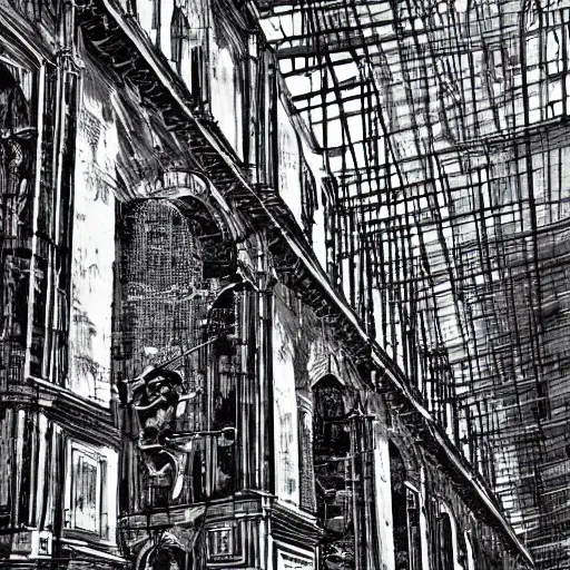 Image similar to sci - fi piazza del duomo, florence, wires, by tsutomu nihei