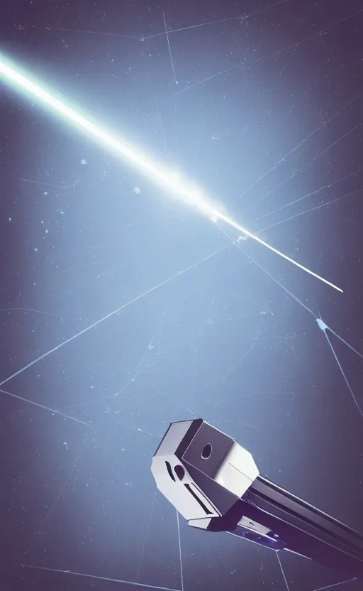 Image similar to “ geometric laser gun, floating in dark space ”