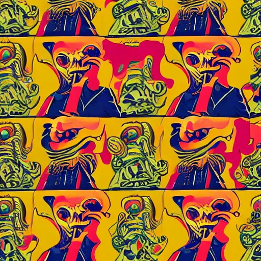 Prompt: Cthulhu as a modern day business man with a family and a drug and gambling addiction, psychedelic , 50s style infomercial , award winning , retro futuristic , Shepard fairey