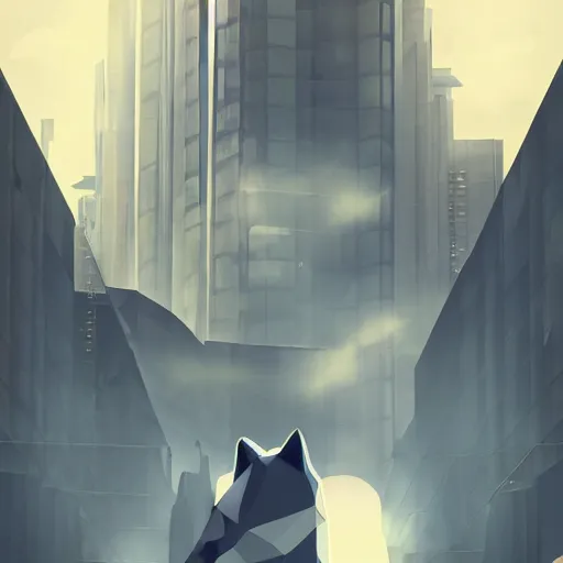 Image similar to Playstation 1 PS1 low poly foggy graphics portrait of furry anthro anthropomorphic wolf animal person fursona wearing clothes in a futuristic cyberpunk foggy city alleway. Artstation, CGSociety