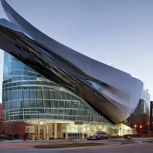 Prompt: Columbia College in Chicago as designed by Zaha Hadid