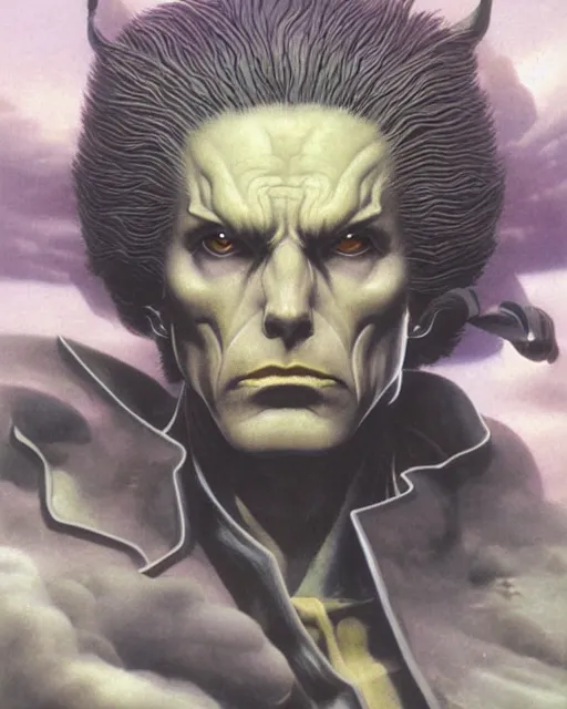 Image similar to portrait of dio from jojo bizzare adventure painted by hirohiko araki and zdislav beksinski and wayne barlowe and greg rutkowski