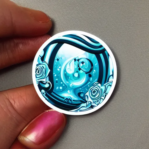 Prompt: stylized sticker of a glass marble by Joe fenton and Dan mumford