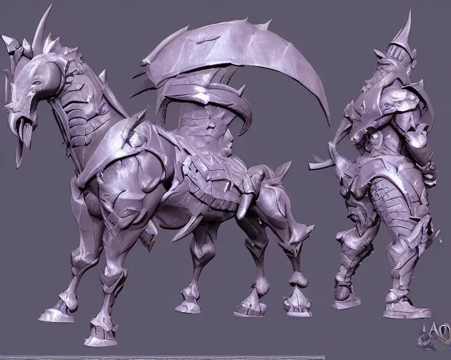 Image similar to 3d sculpt side view of an evil ironwork horse, artstaton, League of Legends, overwatch, digital illustration