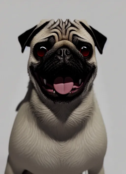 a pug with black emo anime hair, intricate, | Stable Diffusion