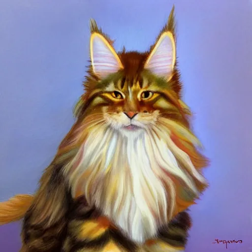 Prompt: Portrait Oil Painting, Ginger Maine-Coon with a white fluff wearing a sombrero sombrero