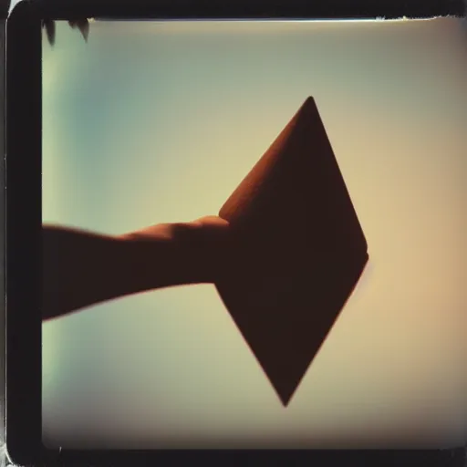 Image similar to polaroid photo of cone with human legs, bokeh