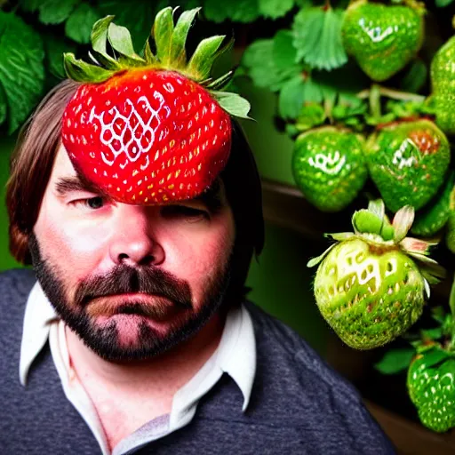 Prompt: matt berry as a strawberry, head of a strawberry, high definition