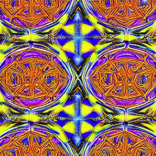 Image similar to psychedelic 3d dmt realm covered in egyptian patterns