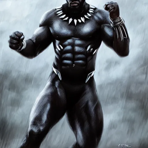 Image similar to michael jai white as black panther, digital painting, extremely detailed, 4 k, intricate, brush strokes, mark arian, artgerm, bastien lecouffe - deharme