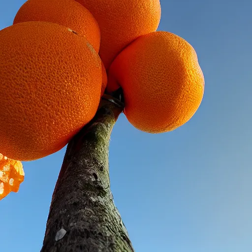 Prompt: orange growing on a tree