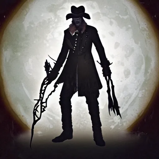 Image similar to an ultra detailed vector image of bob ross dressed as the hunter from bloodborne, concept art by alphonse mucha and greg rutkowski, praise the blood moon, octane render, liminal space