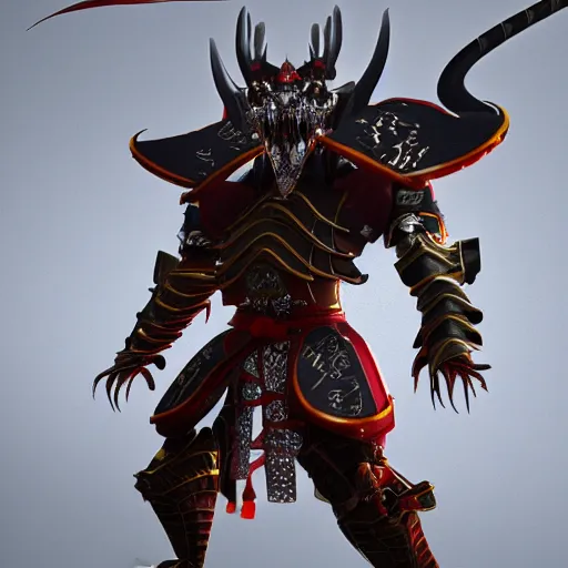 Prompt: a mechanical dragon samurai in japanese armor, full body, unreal engine 5, 8k