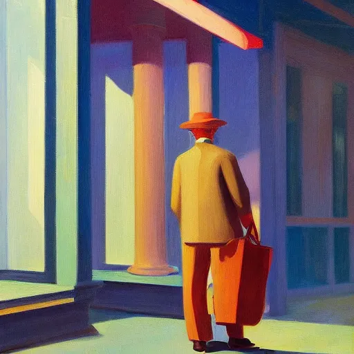 Image similar to man with a bag on his head, by Edward Hopper and James Gilleard, highly detailed