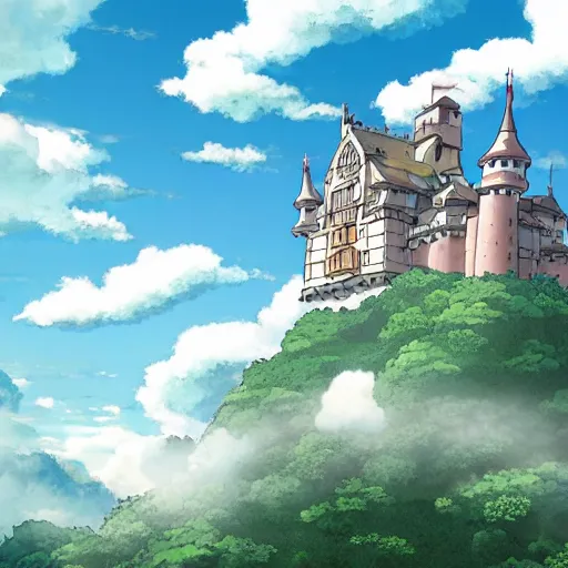 Prompt: castle floating in the clouds by studio ghibli, ultra detailed, detailed, 8 k