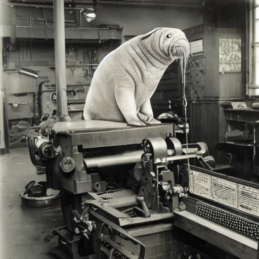 Image similar to freya the walrus enjoying heaven, linotype