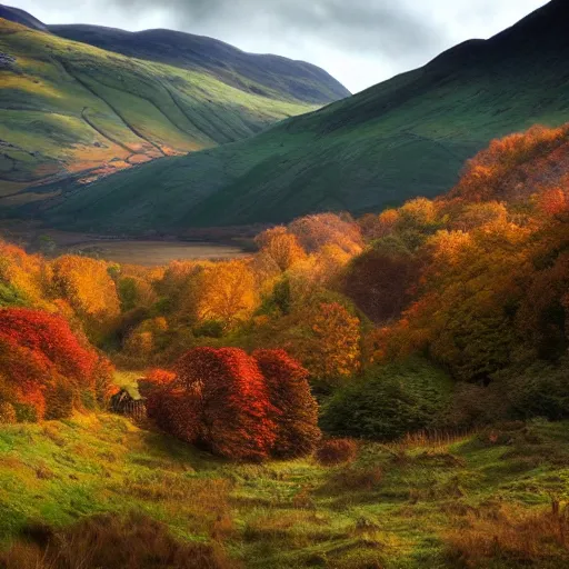 Image similar to beautiful autumnal scottish valley view by tyler edlin