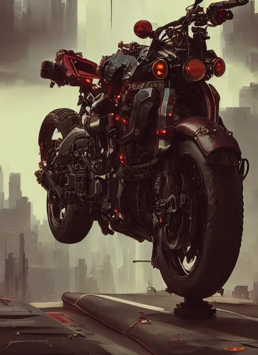 Image similar to akira-like motorcycle, cyberpunk, hyper detailed, digital art, trending in artstation, cinematic lighting, studio quality, smooth render, unreal engine 5 rendered, octane render, art style by klimt and nixeu and ian sprigger and wlop and krenz cushart