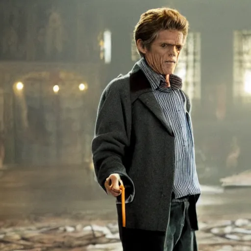 Image similar to willem dafoe in the role of hermione jean granger, film still