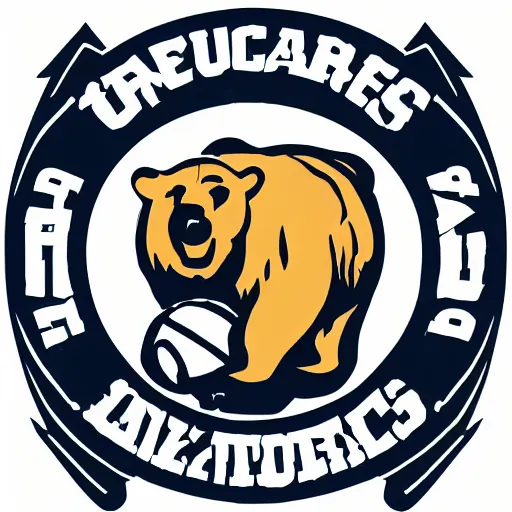 Image similar to A logo for the Bears sports team with a bear mascot grasping a Rugby Union football, vectorised, graphic design, NFL, NBA