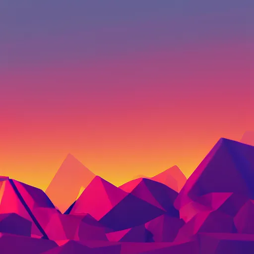 Prompt: sunset, low polygon, retrowave, bokeh