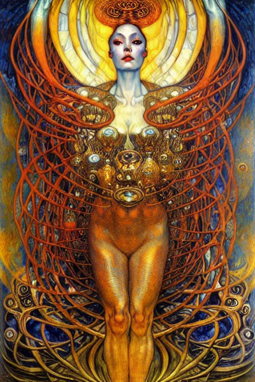 Image similar to Divine Chaos Engine by Karol Bak, Jean Delville, William Blake, Gustav Klimt, and Vincent Van Gogh, symbolist, visionary