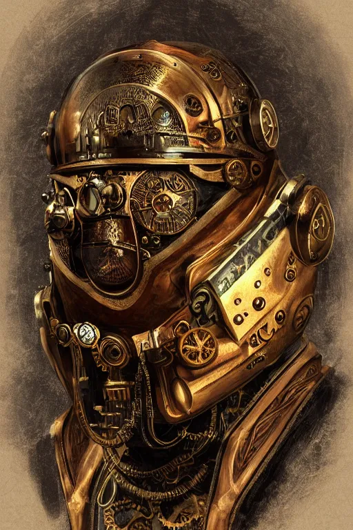 Image similar to steampunk helmet fantasy art mask robot ninja stylized digital illustration sharp focus, elegant intricate digital painting artstation concept art global illumination ray tracing advanced technology chaykin howard and campionpascale and cooke darwyn and davis jack