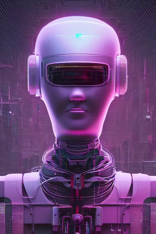 Prompt: a robot with chives on his head, cyberpunk art by Mike Winkelmann and beeple, by Filip Honda, trending on cgsociety, panfuturism, made of chives, glitch art, rendered in cinema4d,