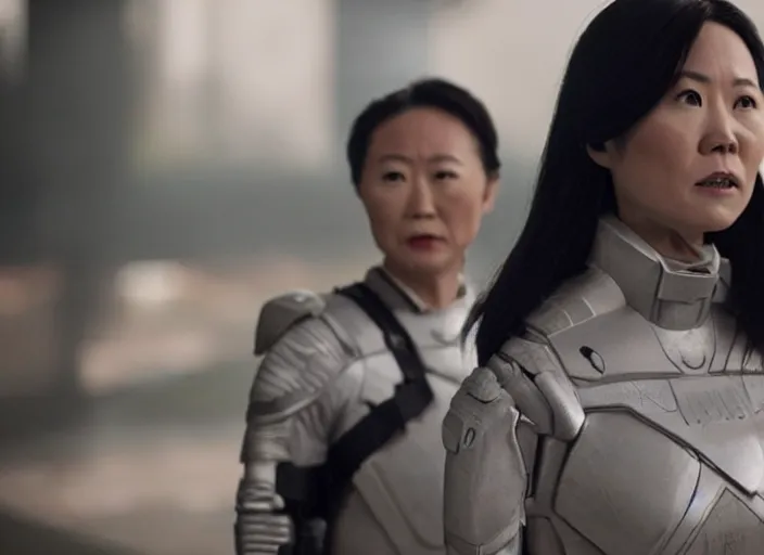 Image similar to film still of amy wong in the new scifi movie, 4 k