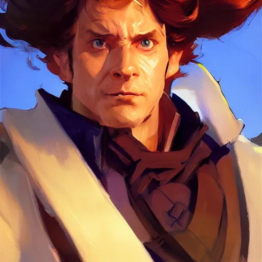 Image similar to greg manchess portrait painting of bilbo beutlin as overwatch character, medium shot, asymmetrical, profile picture, organic painting, sunny day, matte painting, bold shapes, hard edges, street art, trending on artstation, by huang guangjian and gil elvgren and sachin teng