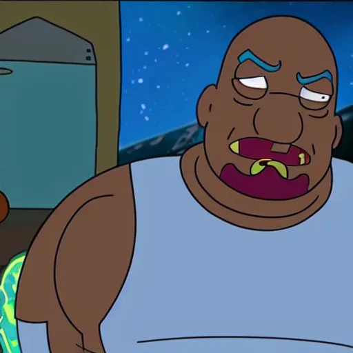 Image similar to mike tyson in rick and morty, tv show, animated,
