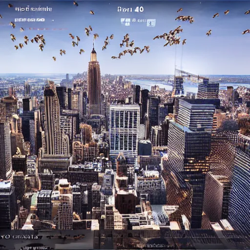 Prompt: new york made out of bees, 4 k octane engine unreal engine epic good cool wow