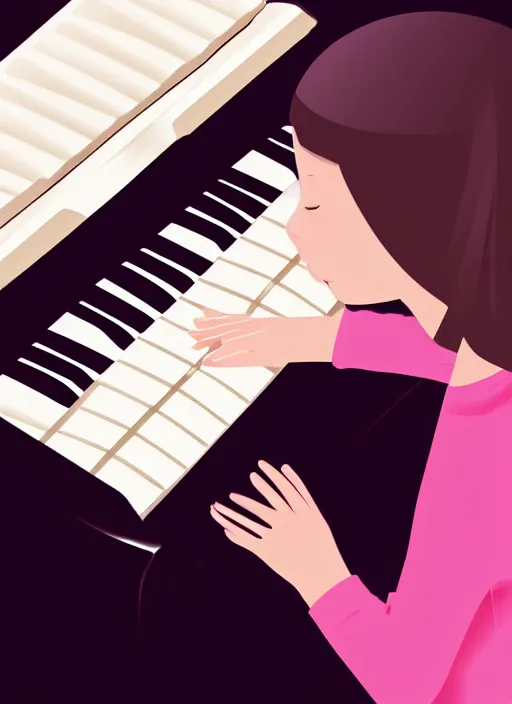 Image similar to illustration of girl playing piano, 4 k, high quality, sharp fucos