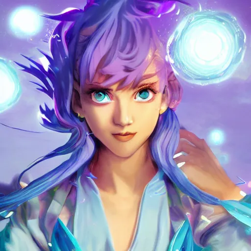 Image similar to female water mage, high quality character design, action pose, symmetrical face : : spotlight, magical, seapunk, seaweed, bubbles, high detail, 1 6 k, oled, shadows, reflections, digital art, official art