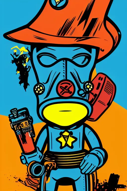 Image similar to fallout 7 6 retro futurist illustration art by butcher billy, sticker, colorful, illustration, highly detailed, simple, smooth and clean vector curves, no jagged lines, vector art, smooth andy warhol style