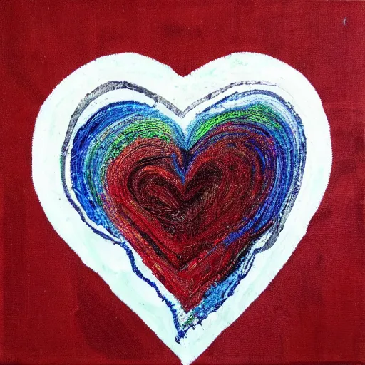 Prompt: thread painting of a beating heart