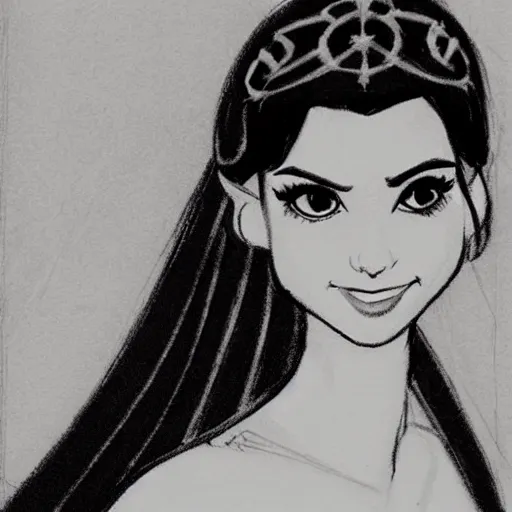 Image similar to milt kahl sketch of victoria justice as princess padme from star wars episode 3