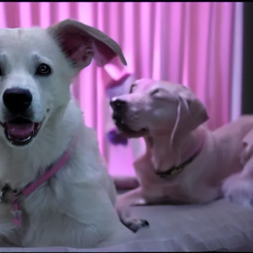 Image similar to pink dog cinematography