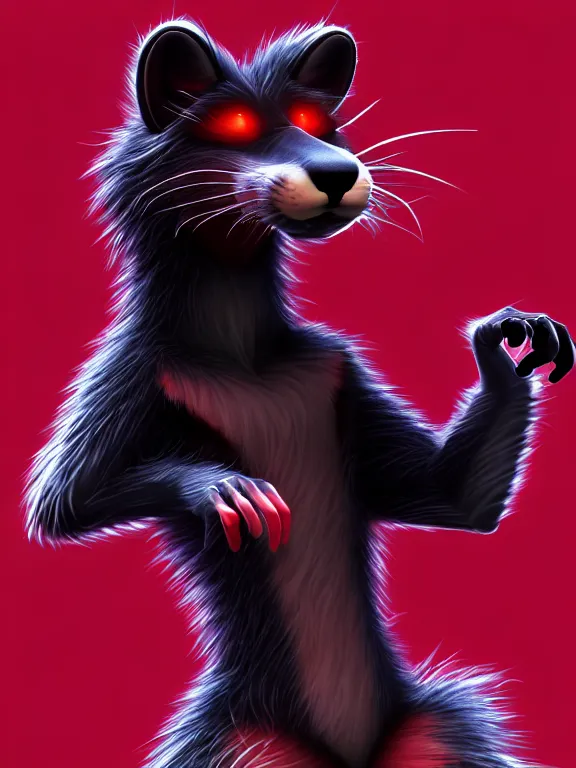 Image similar to furry - male - red - black - weasel - chaos theorist - fursona uhd ue 5 visual novel pc game expressions, photorealistic