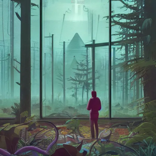 Prompt: simon stalenhag, terrarium