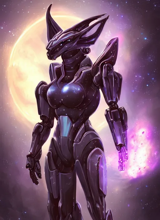 Prompt: cinematic shot, cosmic sized perfectly proportioned stunning beautiful hot anthropomorphic robot mecha female dragon, female dragon head, floating in empty space, nebula sized, larger than galaxies, holding a tiny galaxy, silver armor, epic proportions, epic size, epic scale, furry art, macro art, dragon art, giantess art, warframe fanart, furaffinity, deviantart