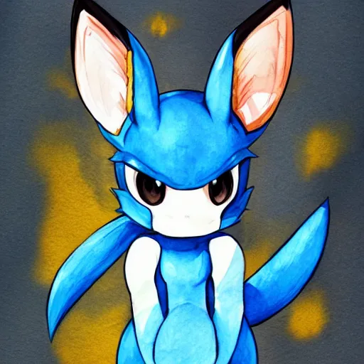 Image similar to lucario by loish, watercolor, highly detailed, artstation